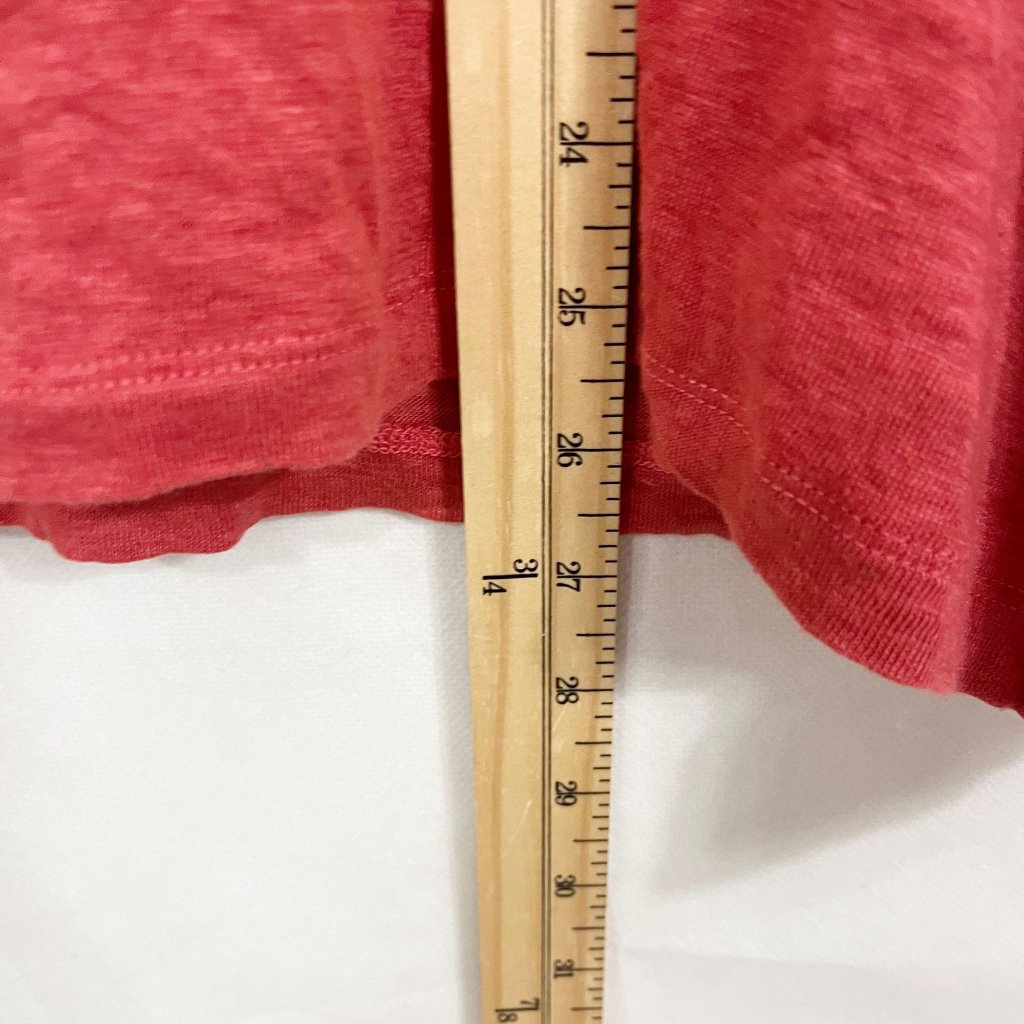 Poetry Red Linen Short Sleeve Scoop Neck Top Lagenlook Artsy - Size Us 18 — image 6 of 6